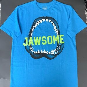 Crewcuts Outlet Boys Tee Jawsome Logo, Blue Color Short Sleeve NWT Size 10